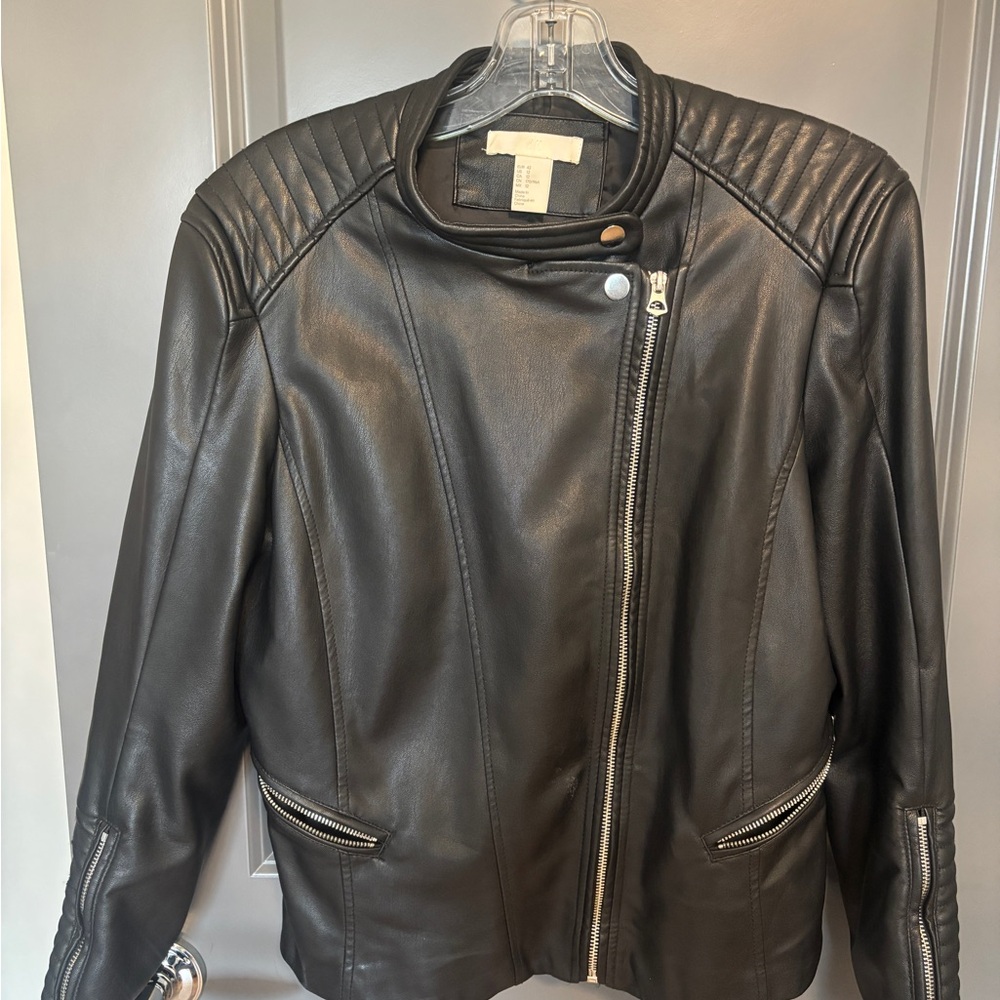 H&M Quilted Black Faux Leather Jacket